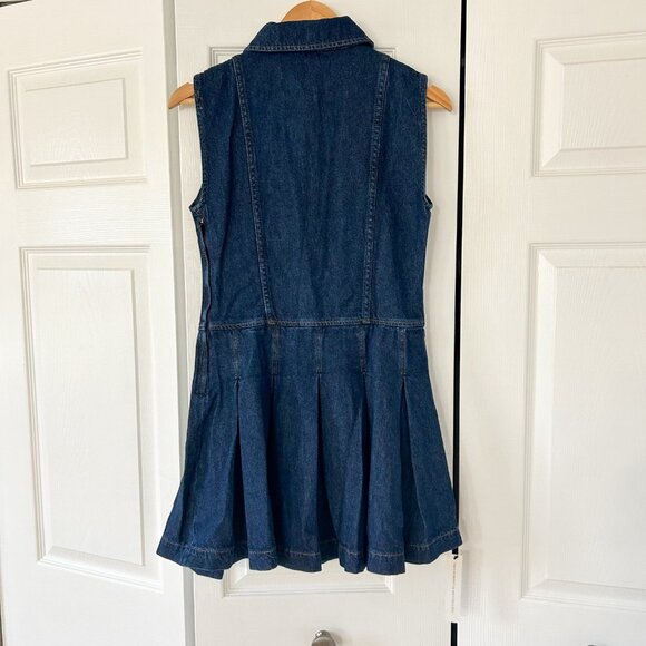 NWT Reformation Arella Denim Mini Dress Sleeveless Dark Wash Women’s Size 2 - Picture 8 of 9